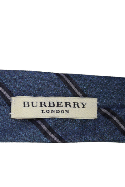 Burberry London Mens Silk Striped Classic Neck Tie Blue One Size