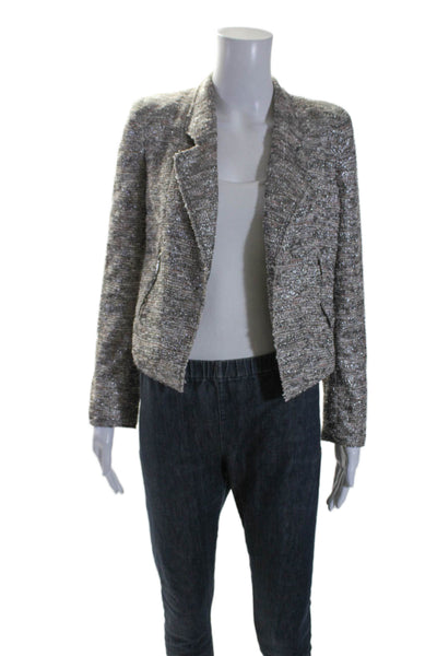 Zara Woman Womens Cotton Textured Brown Long Sleeve Blazer Jacket Size S