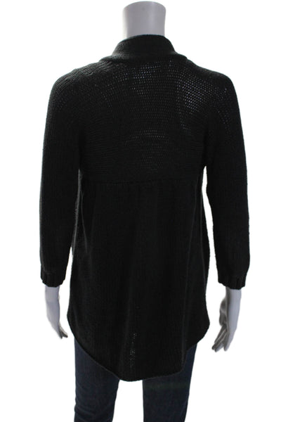 Vince Womens Cotton Blend Black Open Knit Open Front Cardigan Sweater Top Size S