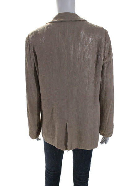 Joie Womens Silk Brown Sequins Open Front Long Sleeve Blouse Top Size XS