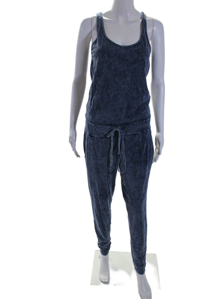 Michael Lauren Womens Blue Chambray Scoop Neck Tie Waist Jumpsuit Size S