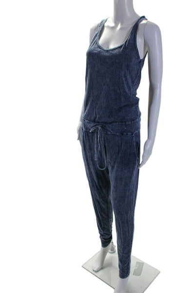 Michael Lauren Womens Blue Chambray Scoop Neck Tie Waist Jumpsuit Size S