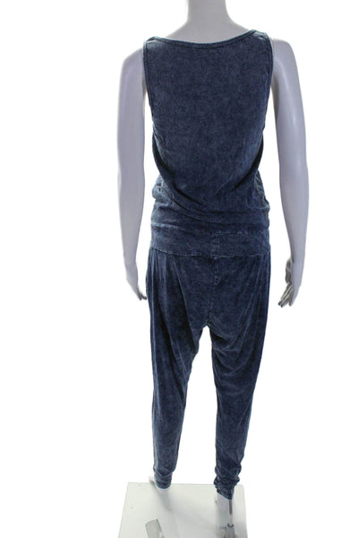 Michael Lauren Womens Blue Chambray Scoop Neck Tie Waist Jumpsuit Size S