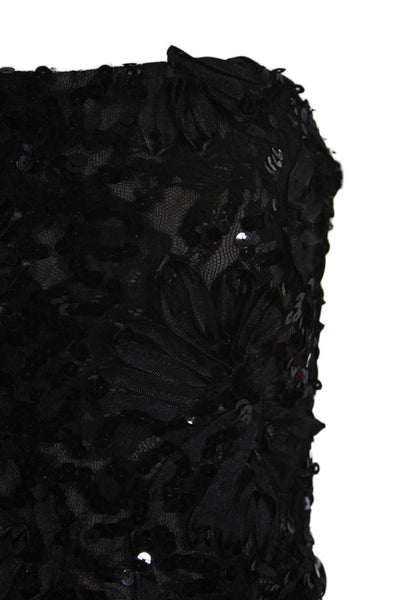 Marchesa Notte Womens Back Zip Strapless Sequin Mesh Dress Black Size 12