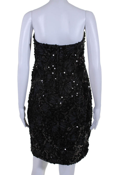 Marchesa Notte Womens Back Zip Strapless Sequin Mesh Dress Black Size 12