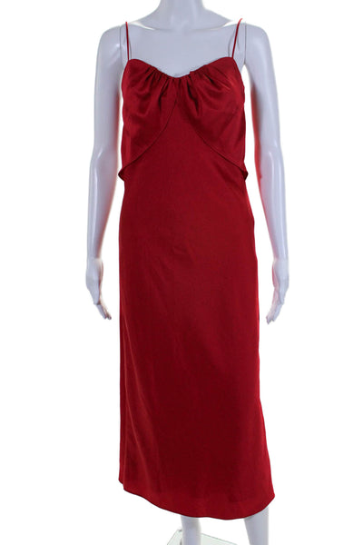 Fabrique Womens Draped Zipped Sleeveless Textured Maxi Dress Red Size XS