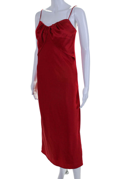 Fabrique Womens Draped Zipped Sleeveless Textured Maxi Dress Red Size XS