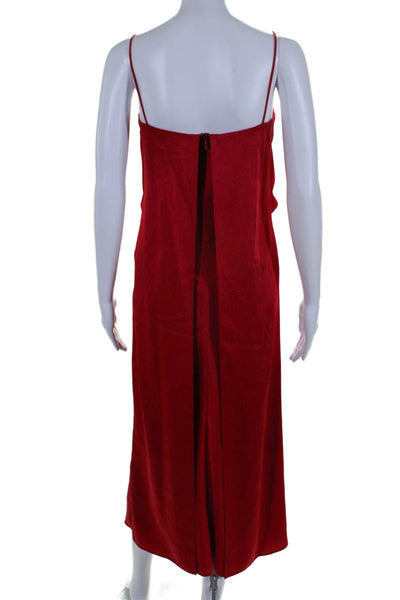 Fabrique Womens Draped Zipped Sleeveless Textured Maxi Dress Red Size XS