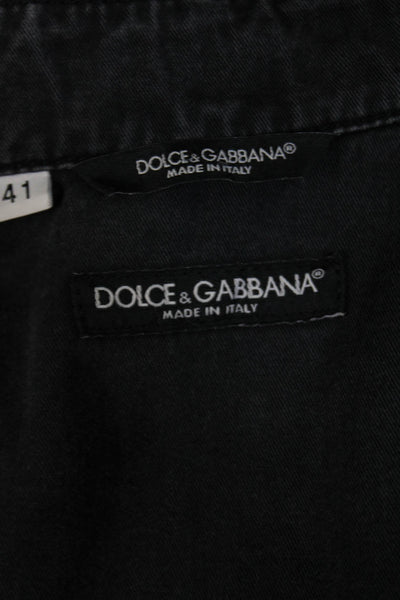 Dolce & Gabbana Womens Full Zipper Jacket Washed Black Cotton Size EUR 41