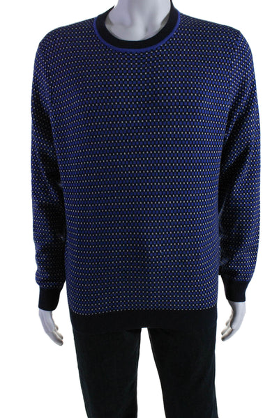 Ted Baker London Mens Crew Neck Sweater Blue Black Cotton Blend Size Size 5