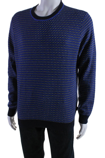 Ted Baker London Mens Crew Neck Sweater Blue Black Cotton Blend Size Size 5