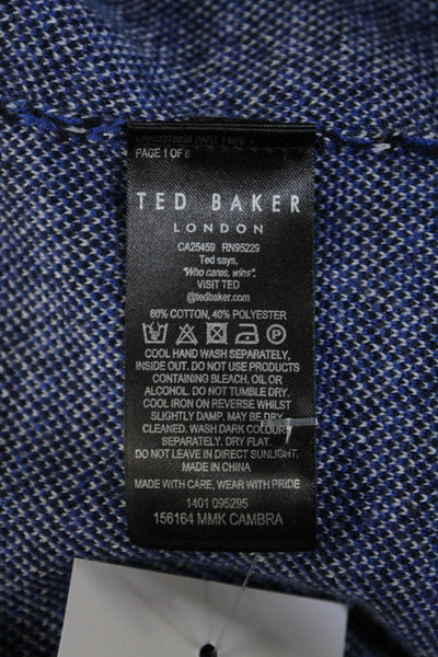 Ted Baker London Mens Crew Neck Sweater Blue Black Cotton Blend Size Size 5