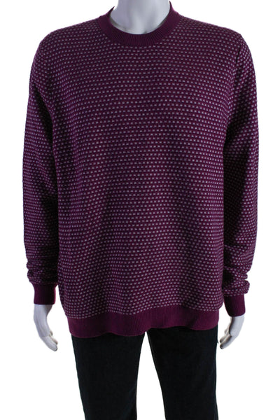 Ted Baker London Mens Crew Neck Long Sleeves Sweater Purple White Size 5