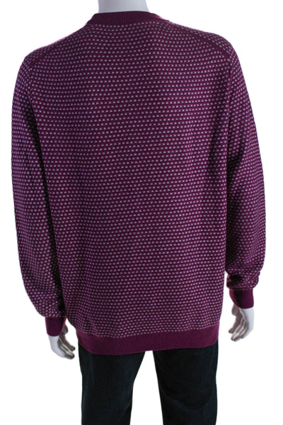 Ted Baker London Mens Crew Neck Long Sleeves Sweater Purple White Size 5