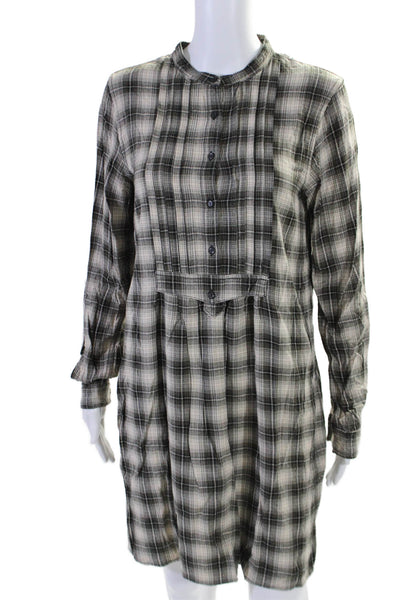 Denim & Supply By Ralph Lauren Womens Plaid Button Up Shirt Dress Beige Size M