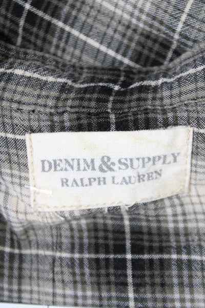 Denim & Supply By Ralph Lauren Womens Plaid Button Up Shirt Dress Beige Size M