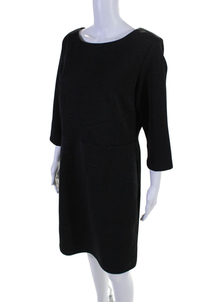 AGB Dress Womens Ribbed Round Nek Long Sleeve Zip Up Dess Black Size 14