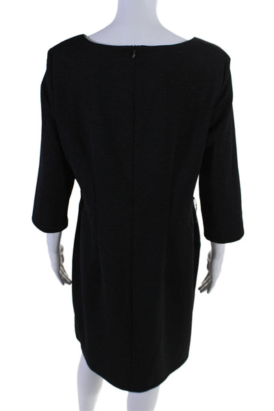 AGB Dress Womens Ribbed Round Nek Long Sleeve Zip Up Dess Black Size 14