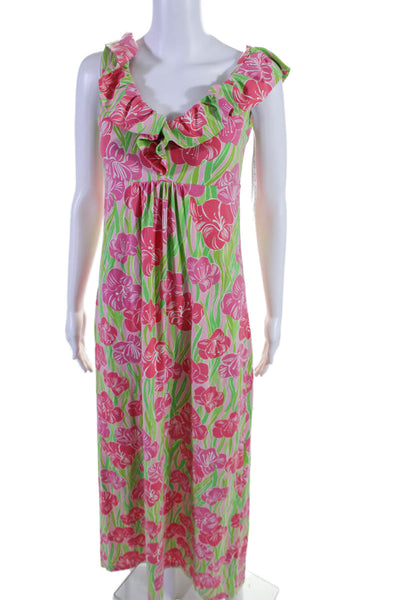 Lily Pulitzer Womens Cotton Floral Print Sleeveless Maxi Dress Pink Size XS