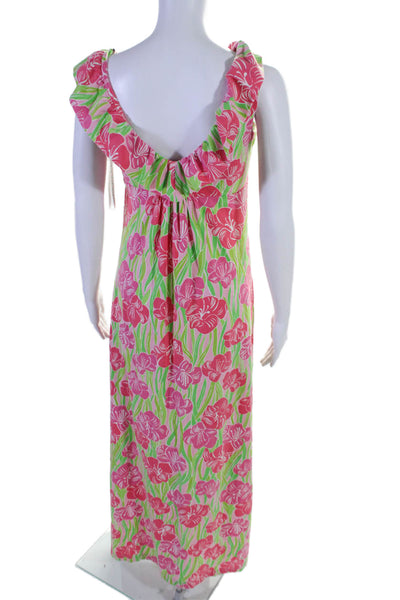 Lily Pulitzer Womens Cotton Floral Print Sleeveless Maxi Dress Pink Size XS