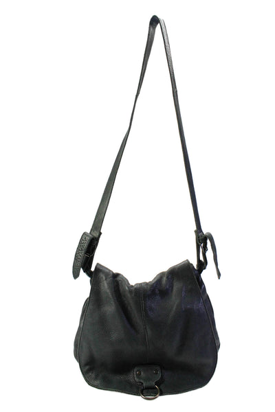 Sorpresa Pebbled Leather Adjustable Strap One Pocket Satchel Handbag Black