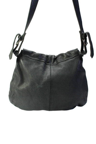 Sorpresa Pebbled Leather Adjustable Strap One Pocket Satchel Handbag Black