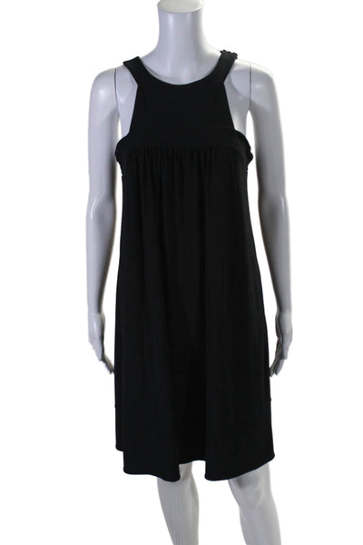 Clara Sun Woo Womens Sleeveless Scoop Neck Knee Length Shift Dress Black Medium