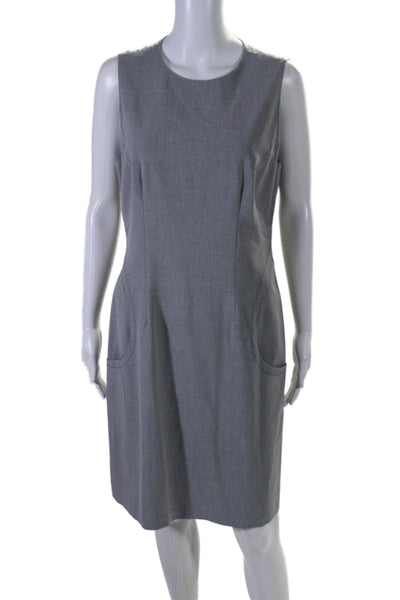 J. Mclaughlin Womens Back Zip Sleeveless Crew Neck Shift Dress Gray Size 8