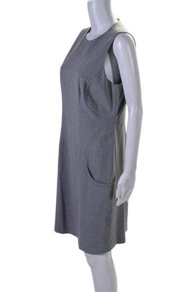 J. Mclaughlin Womens Back Zip Sleeveless Crew Neck Shift Dress Gray Size 8