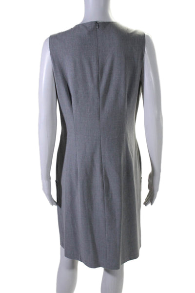 J. Mclaughlin Womens Back Zip Sleeveless Crew Neck Shift Dress Gray Size 8