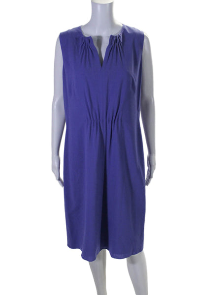 Akris Punto Womens Back Zip Sleeveless V Neck Shift Dress Purple Wool Size 10