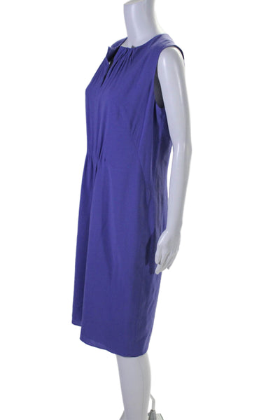 Akris Punto Womens Back Zip Sleeveless V Neck Shift Dress Purple Wool Size 10