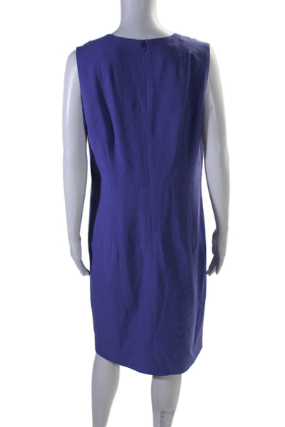 Akris Punto Womens Back Zip Sleeveless V Neck Shift Dress Purple Wool Size 10