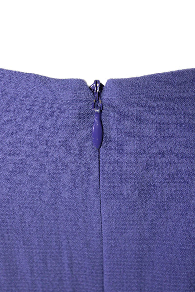 Akris Punto Womens Back Zip Sleeveless V Neck Shift Dress Purple Wool Size 10