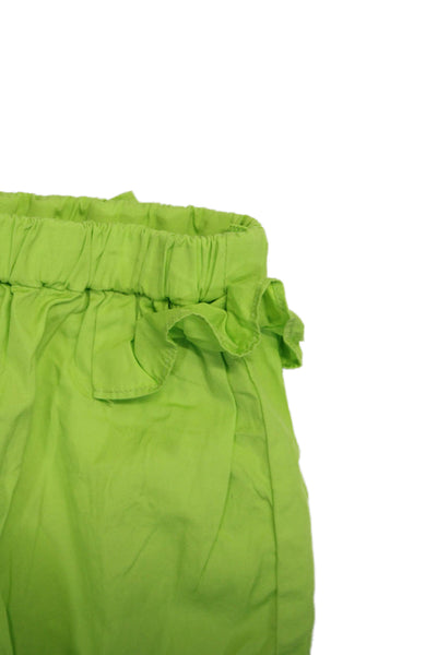 Jacadi Girls Elastic Waist Ruffled Casual Shorts Green Size 12 Months