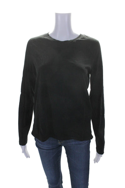 COS Womens Cotton Solid Black Crew Neck Long Sleeve Basic Top Size S