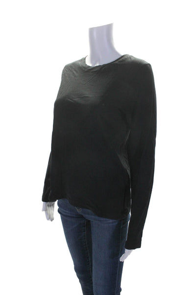 COS Womens Cotton Solid Black Crew Neck Long Sleeve Basic Top Size S