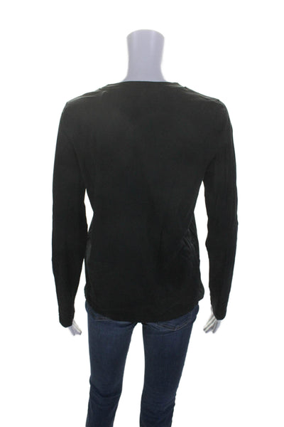 COS Womens Cotton Solid Black Crew Neck Long Sleeve Basic Top Size S