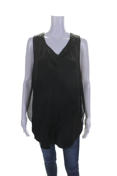 3.1 Phillip Lim Womens Silk Blend Black Drape Neck Sleeveless Blouse Top Size 8