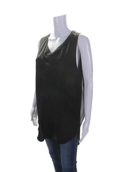 3.1 Phillip Lim Womens Silk Blend Black Drape Neck Sleeveless Blouse Top Size 8