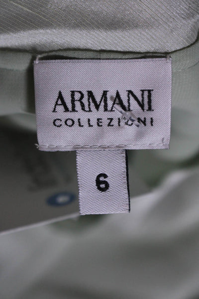 Armani Collezioni Womens Silk Green Ruffle V-Neck Sleeveless Blouse Top Size 42