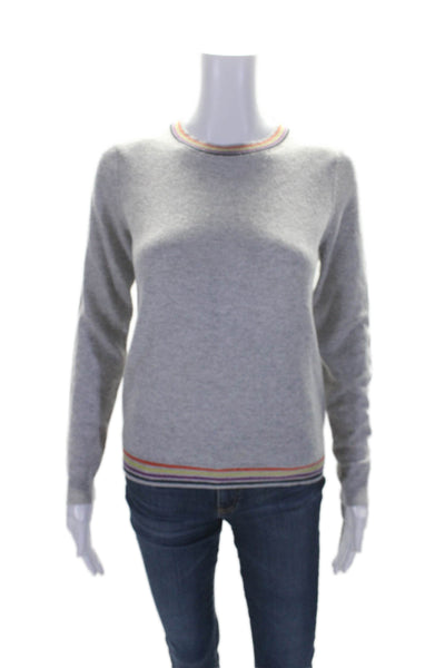 Needle Womens Cashmere Gray Multicolor Striped Crew Neck Sweater Top Size XS