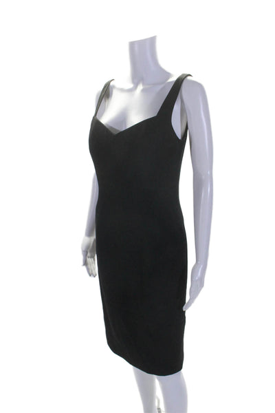 Gianfranco Ferre Womens Sleeveless Sweetheart Neck Pencil Dress Black Size 46