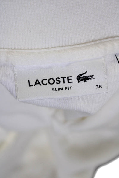 Lacoste Womens Slim Fit Short Sleeves Polo Shirt White Cotton Size EUR 36