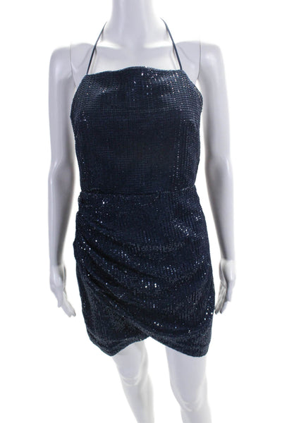 Ramy Brook Women's Square Neck Spaghetti Straps Sequin Mini Dress Blue Size 2