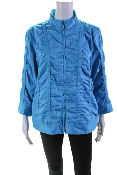 Laura Ashley Women's Collared Full Zip Long Sleeves Jacket Blue Size L