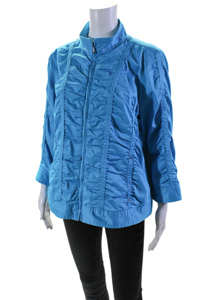 Laura Ashley Women's Collared Full Zip Long Sleeves Jacket Blue Size L