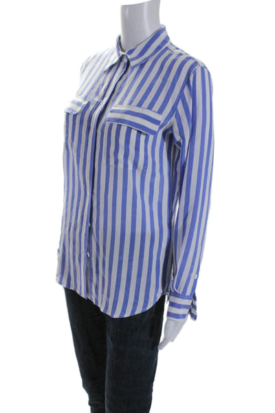 Equipment Femme Women's Long Sleeves Button Down Silk Shirt Striped Size XS