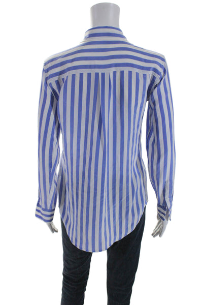 Equipment Femme Women's Long Sleeves Button Down Silk Shirt Striped Size XS