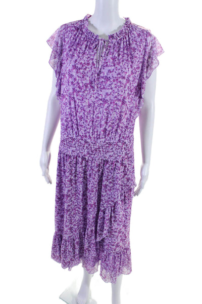 Draper James Womens Sleeveless Keyhole Floral Midi Dress Purple Size Extra Large